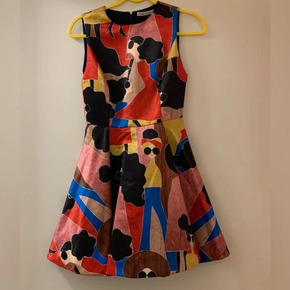 Alice and Olivia Stasia Stace Face Print pleated dress - Picture 6 of 7